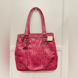 Liz Claiborne Pink Crocodile Pattern Large Handbag
